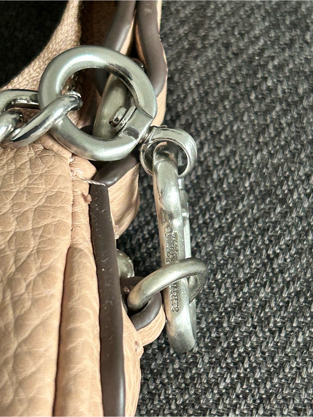 Juicy Couture Blush Pink Embossed Crest Heart Chain Shoulder Crossbody Bag - Picture 7 of 13